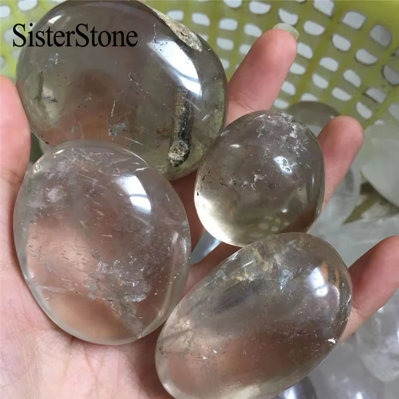 Natural Quartz Palm Crystal Minerals Polished Stones Reiki Healing Madagascar Gemstone Tumble Gift 1Pcs