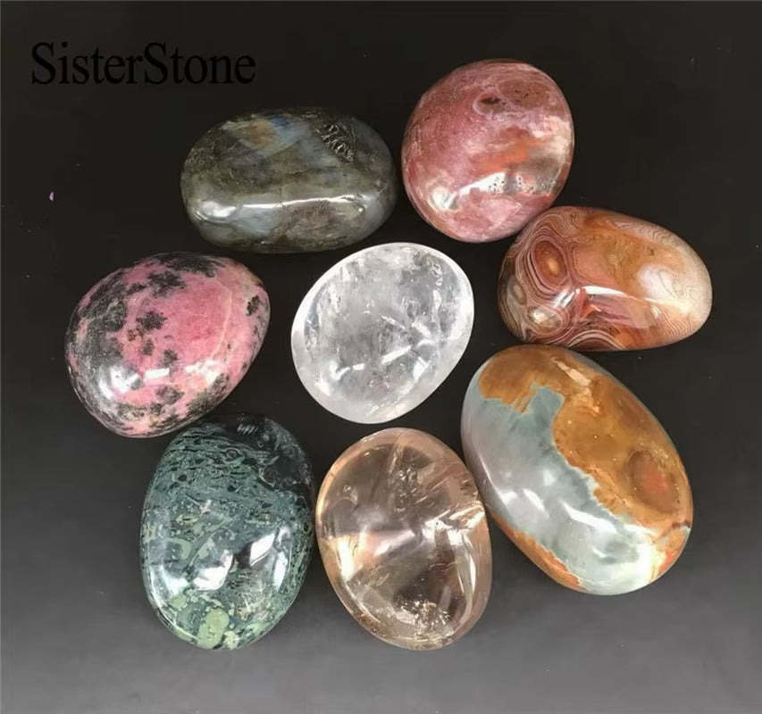 Natural Quartz Palm Crystal Minerals Polished Stones Reiki Healing Madagascar Gemstone Tumble Gift 1Pcs