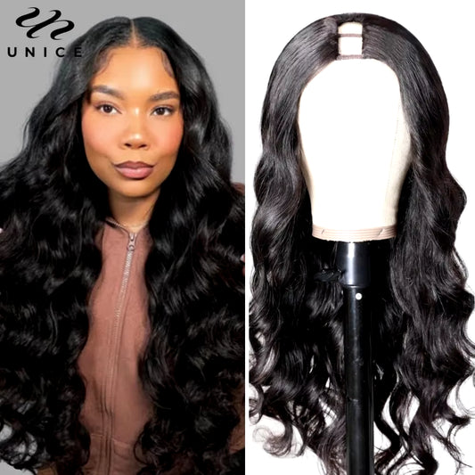 Hair 250% Density U Part Wig Human Hair Glueless Body Wave Wigs Real Scalp Easy Install U-Part Wig for Women